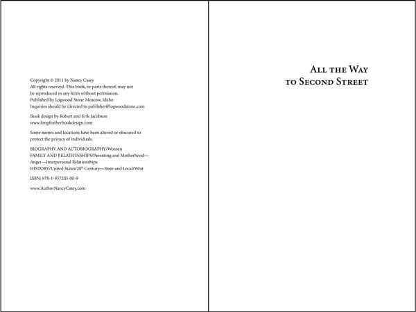 All the Way to Second Street copyright page